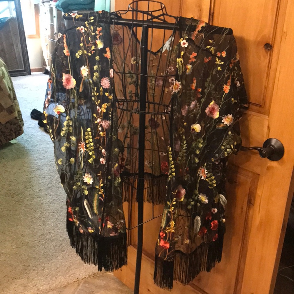 Sheer floral cover up/wrap/robe